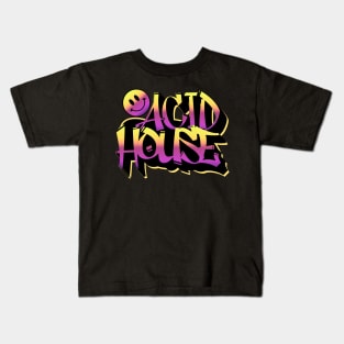 ACID HOUSE  - Graffiti Smiley (purple/gold) Kids T-Shirt